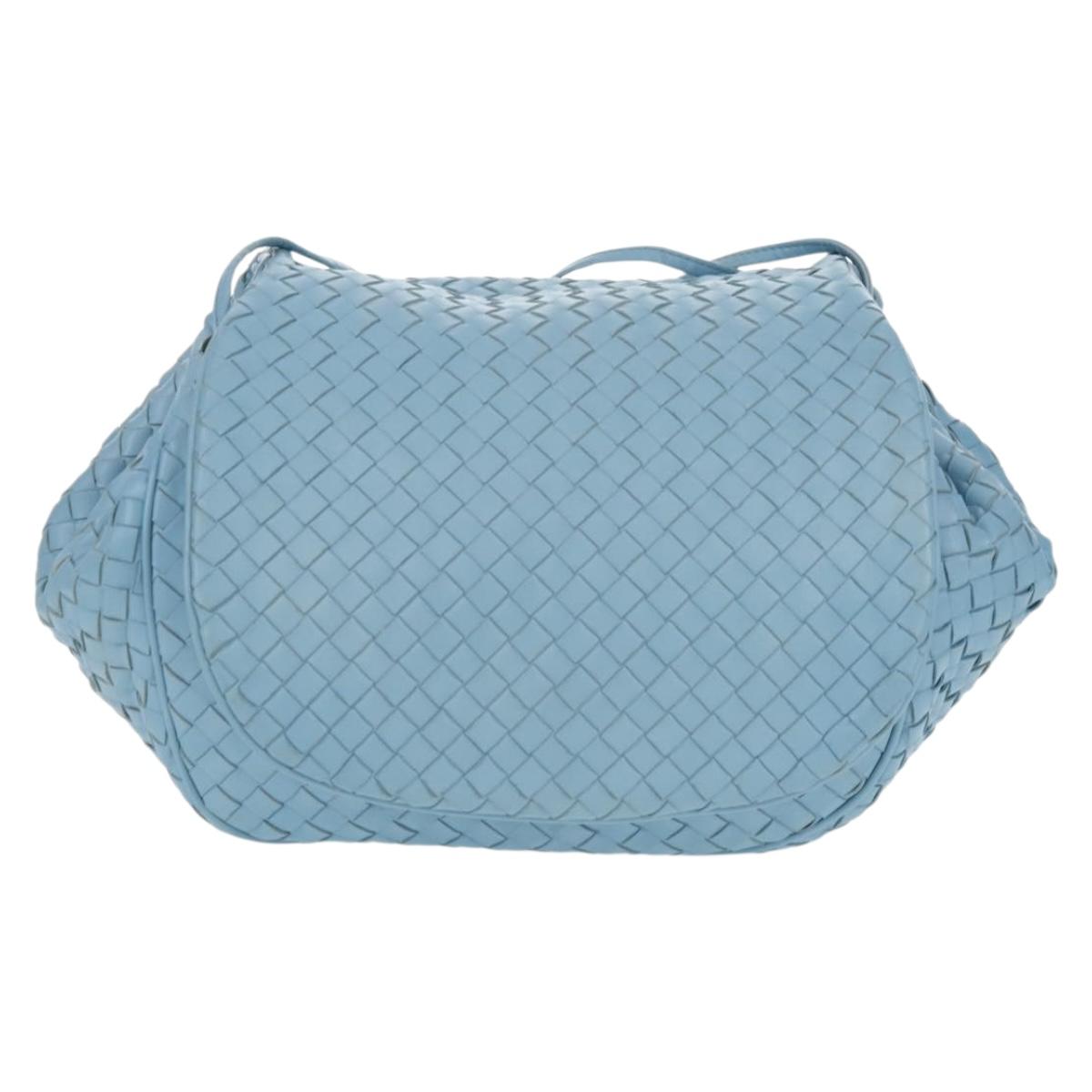 BOTTEGA VENETA INTRECCIATO Shoulder Bag Leather Light Blue Auth 158959V