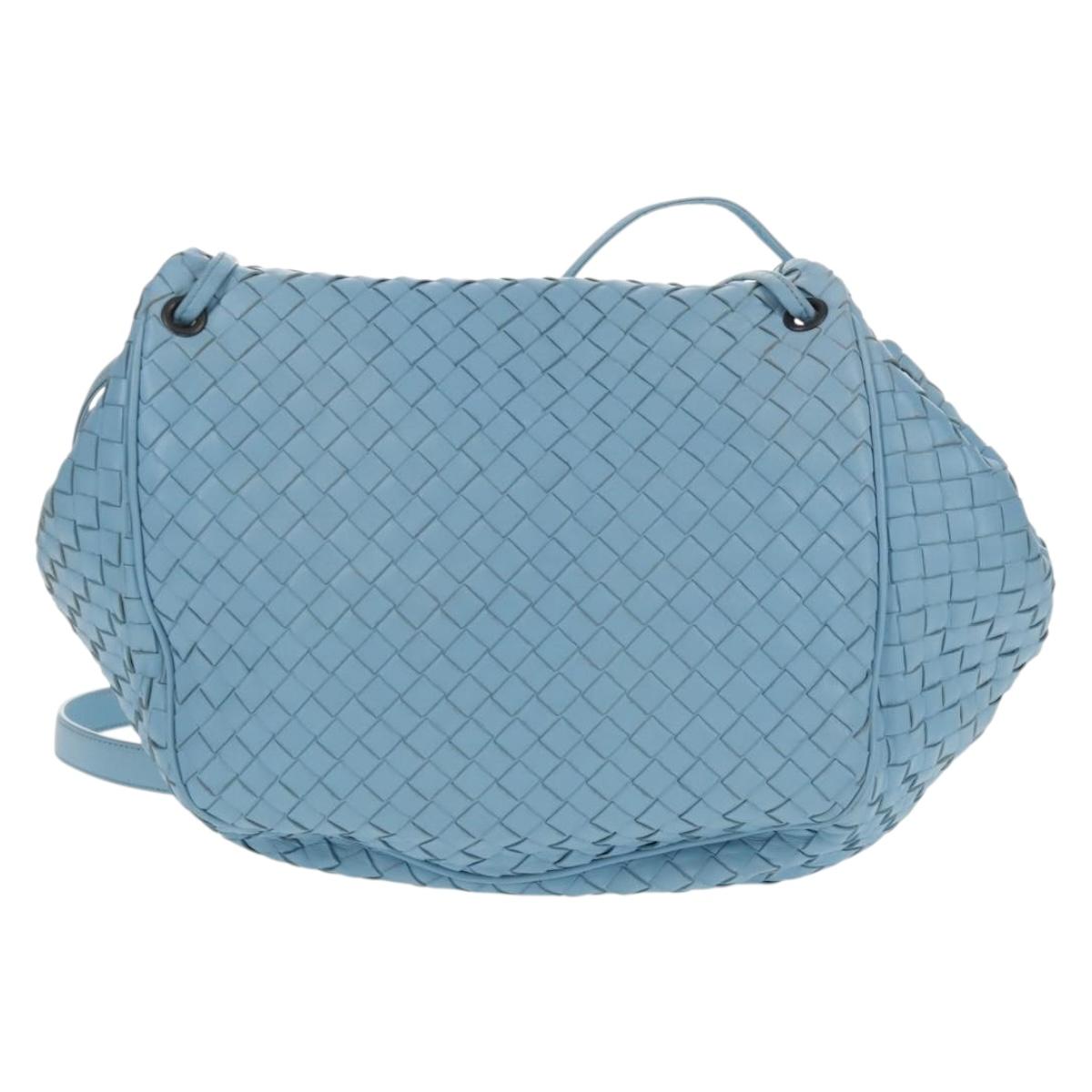 BOTTEGA VENETA INTRECCIATO Shoulder Bag Leather Light Blue Auth 158959V