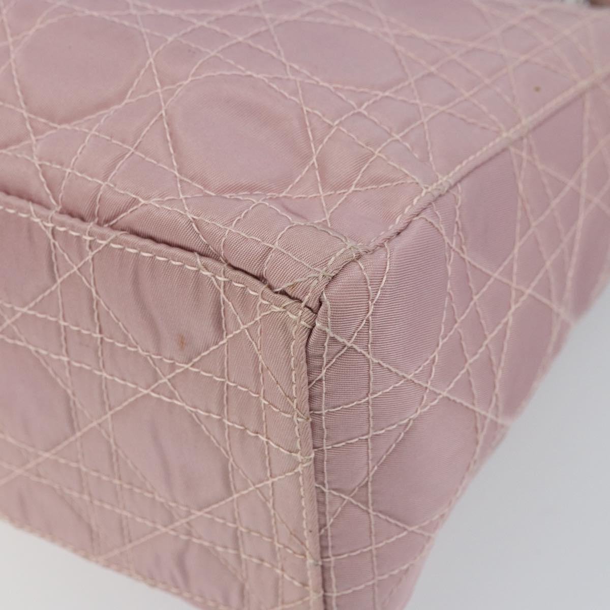 Christian Dior Lady Dior Canage Hand Bag Nylon 2way Pink Silver Auth 158969