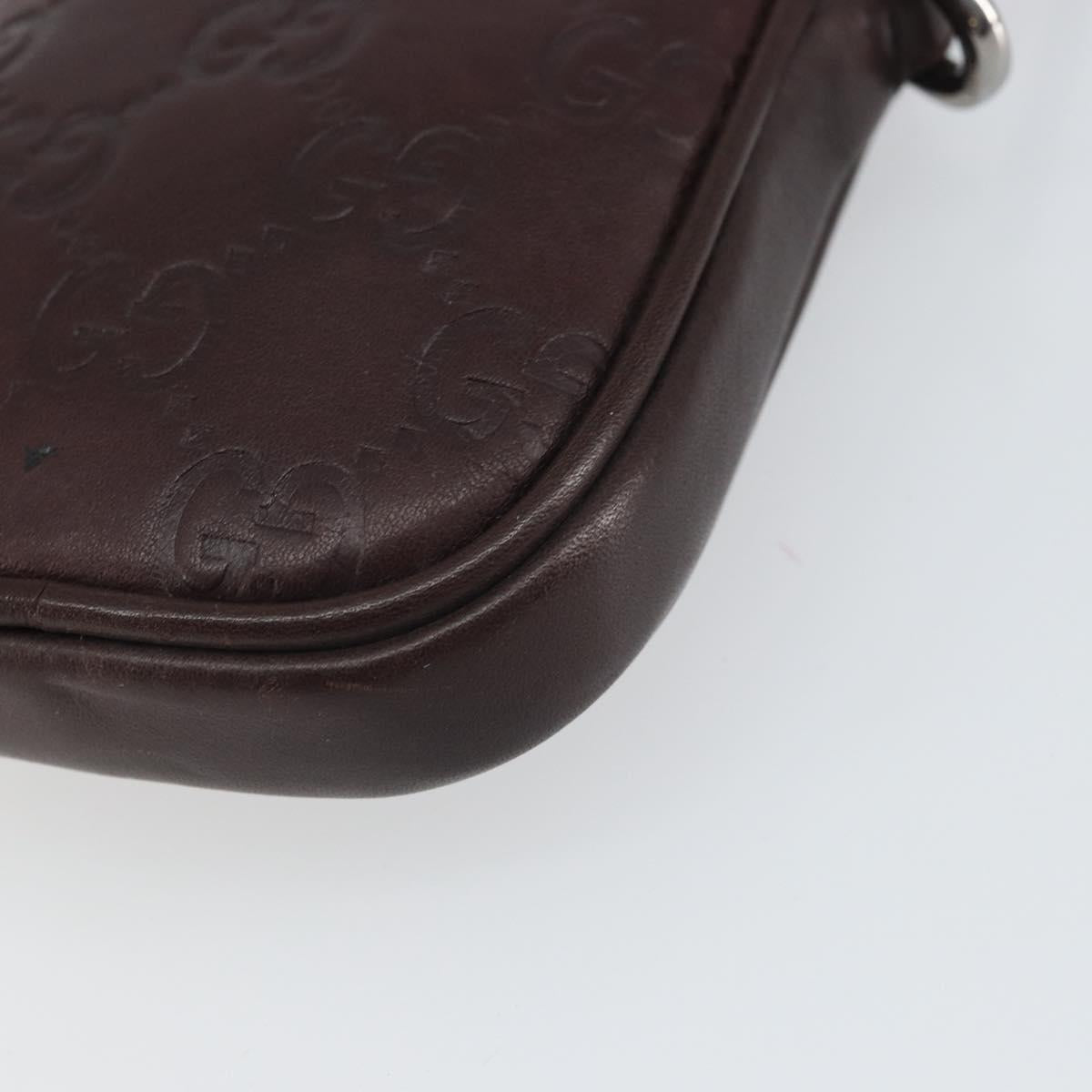 GUCCI GG Canvas Guccissima Pouch Leather Brown Silver 162351 Auth 158971