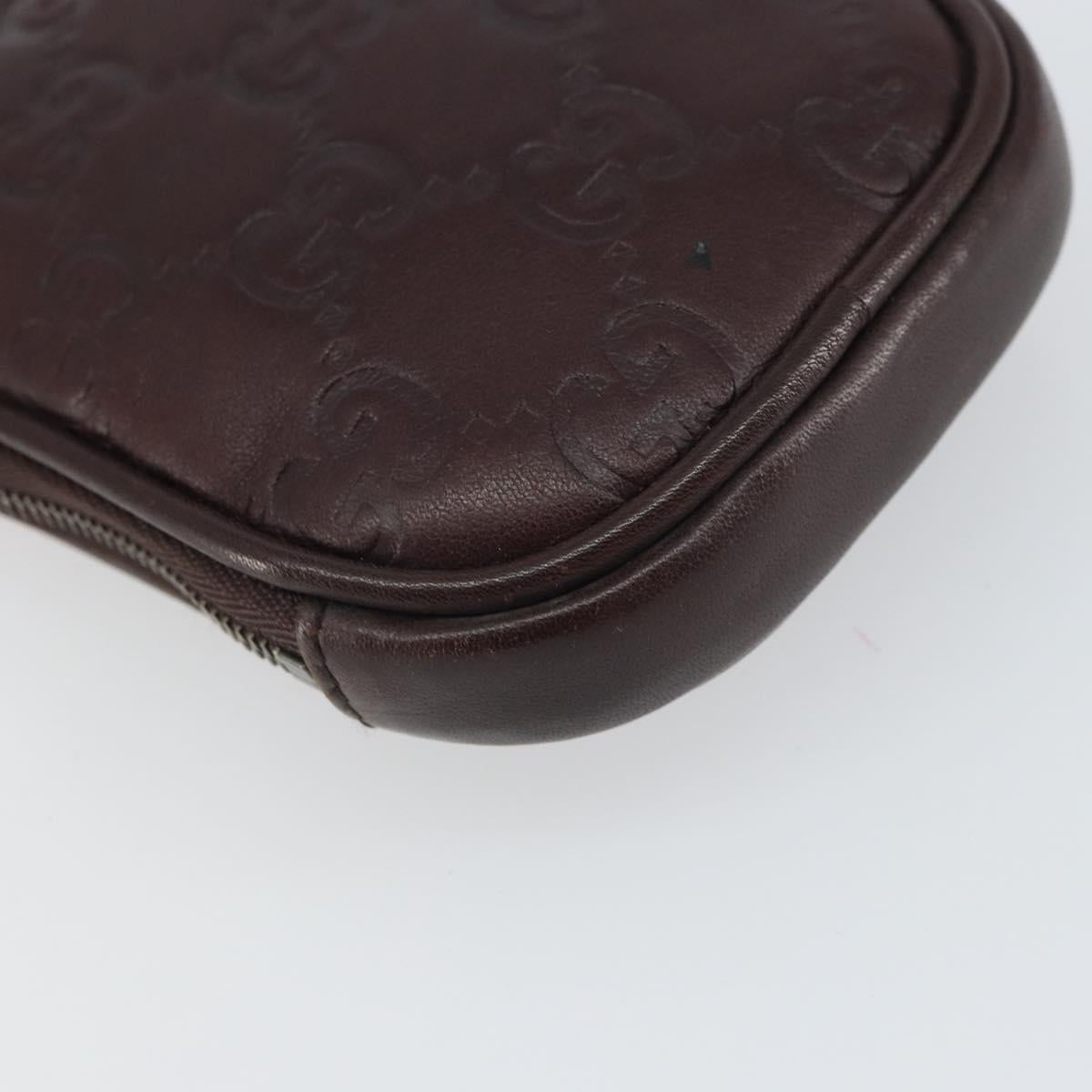 GUCCI GG Canvas Guccissima Pouch Leather Brown Silver 162351 Auth 158971