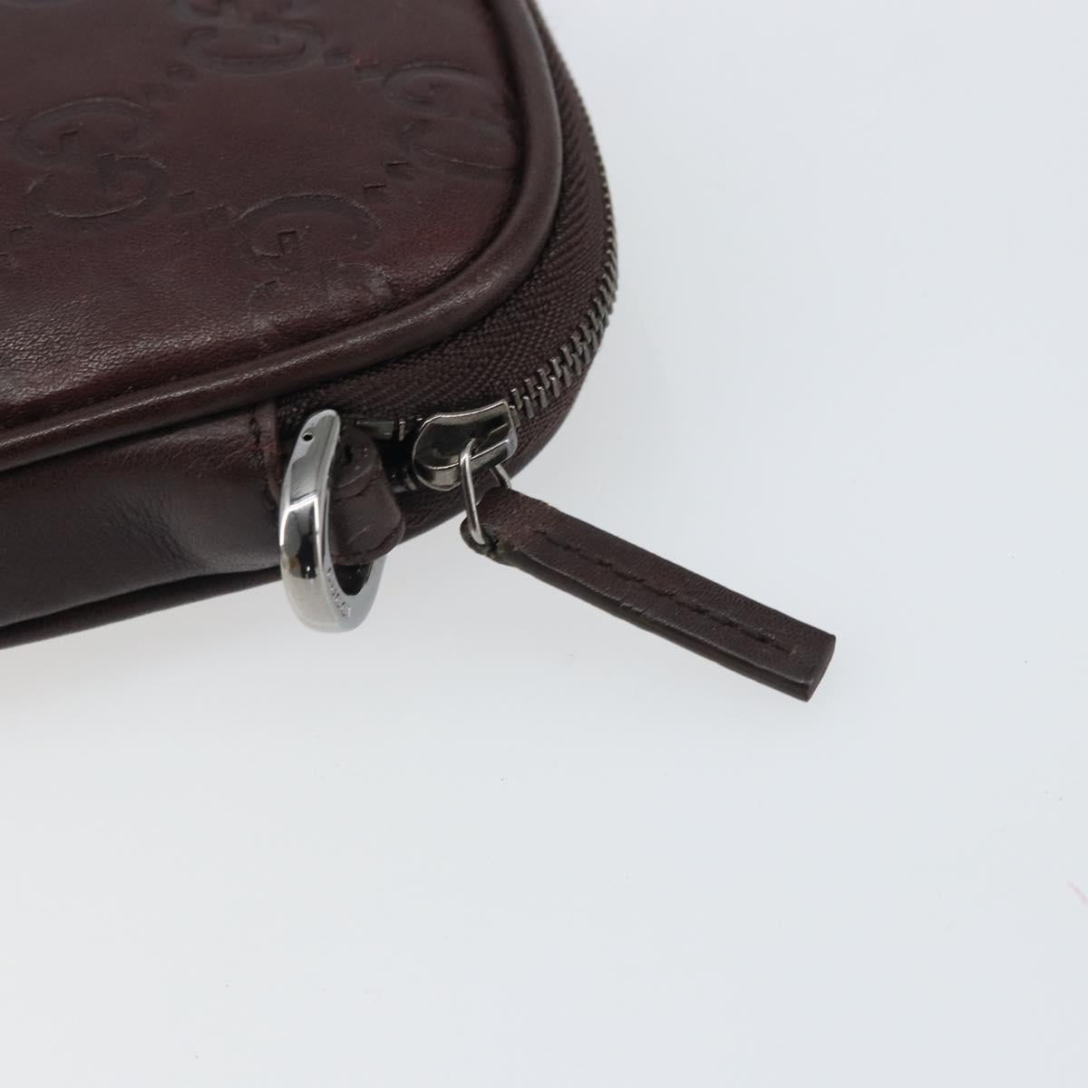 GUCCI GG Canvas Guccissima Pouch Leather Brown Silver 162351 Auth 158971