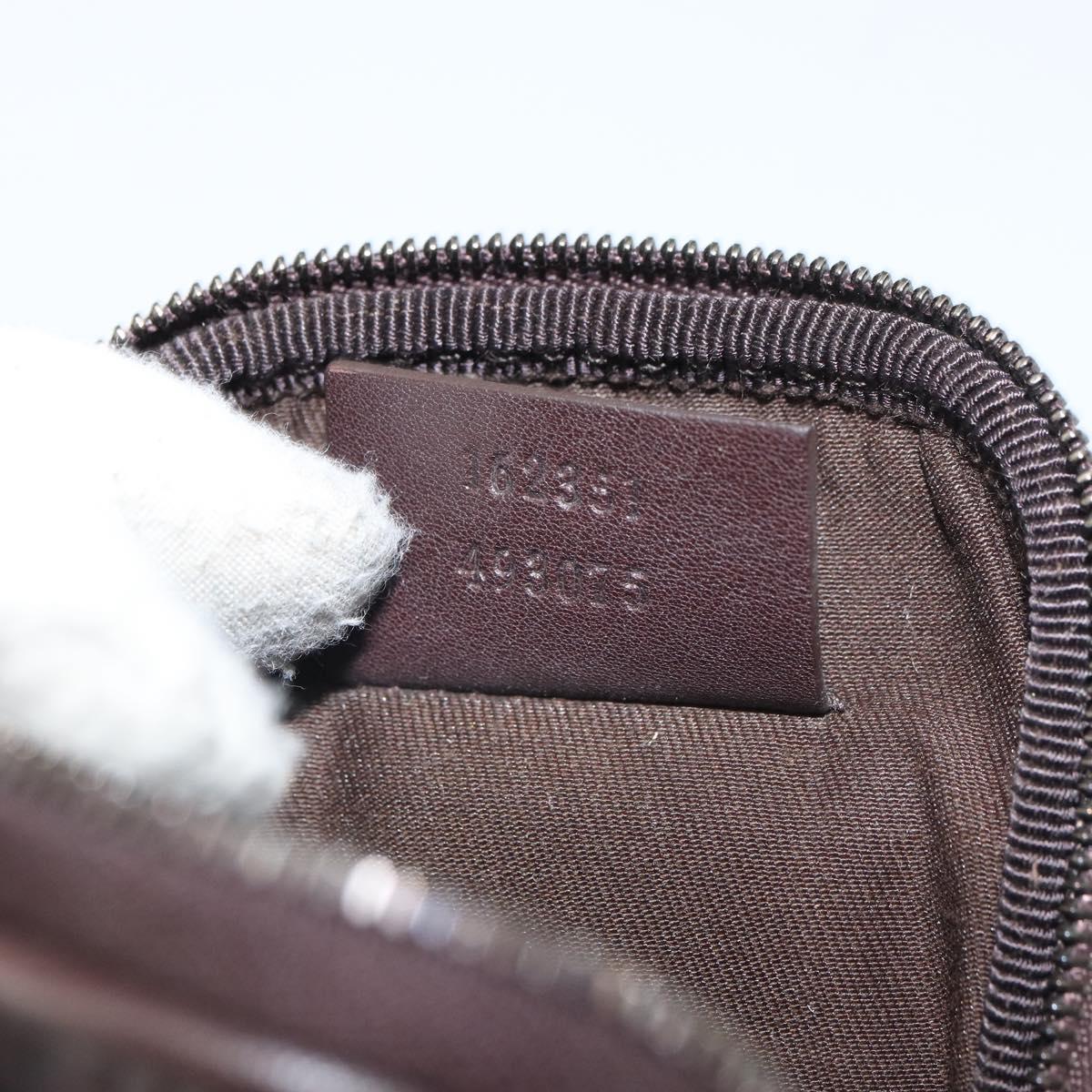 GUCCI GG Canvas Guccissima Pouch Leather Brown Silver 162351 Auth 158971