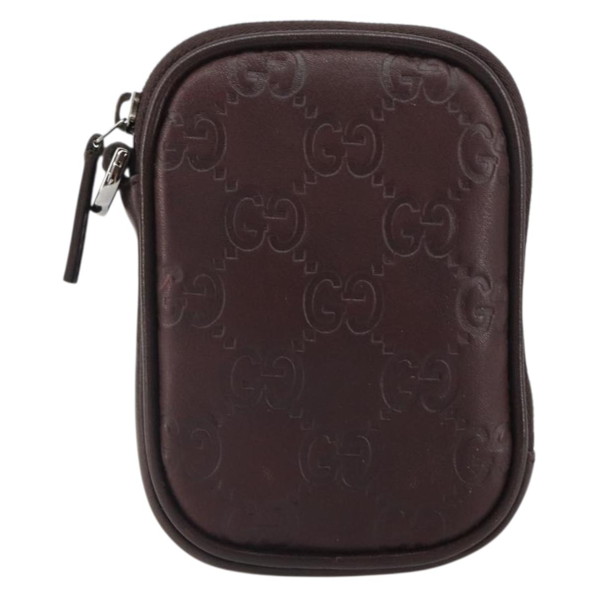 GUCCI GG Canvas Guccissima Pouch Leather Brown Silver 162351 Auth 158971