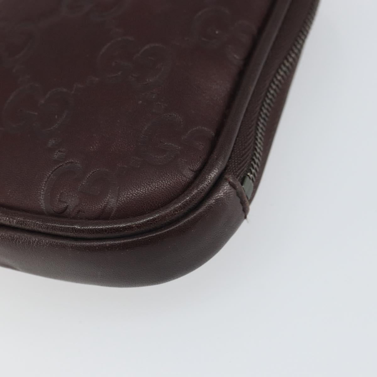 GUCCI GG Canvas Guccissima Pouch Leather Brown Silver 162351 Auth 158971