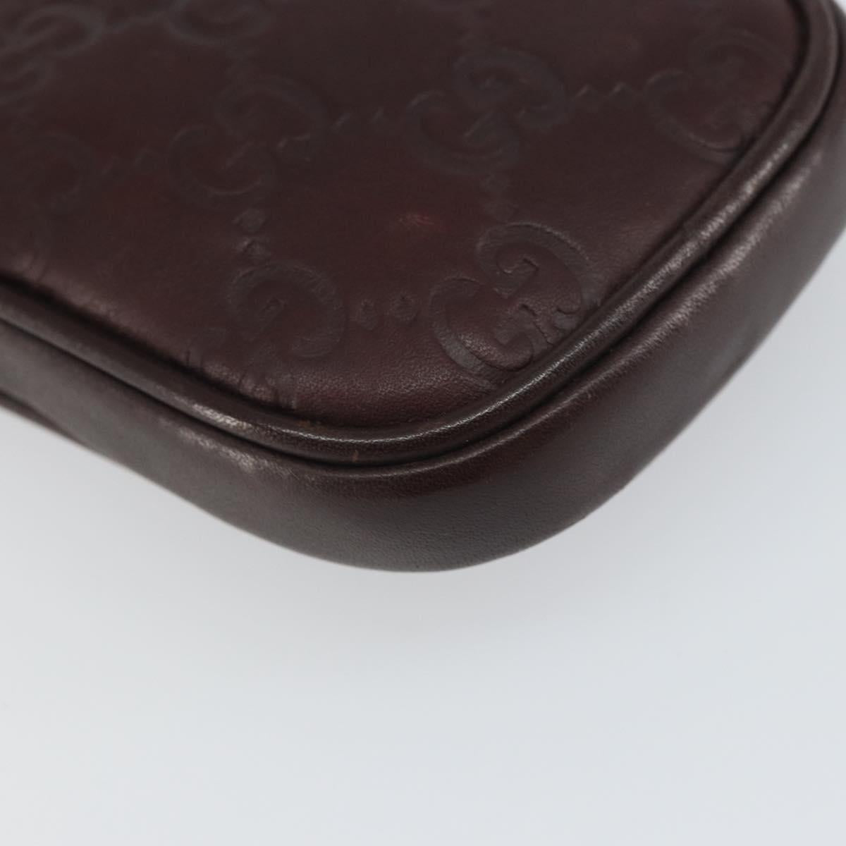 GUCCI GG Canvas Guccissima Pouch Leather Brown Silver 162351 Auth 158971