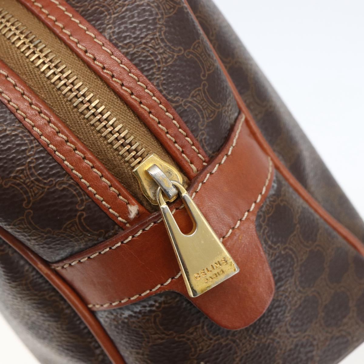 CELINE Macadam Canvas Hand Bag PVC Leather Brown Gold Auth 158983