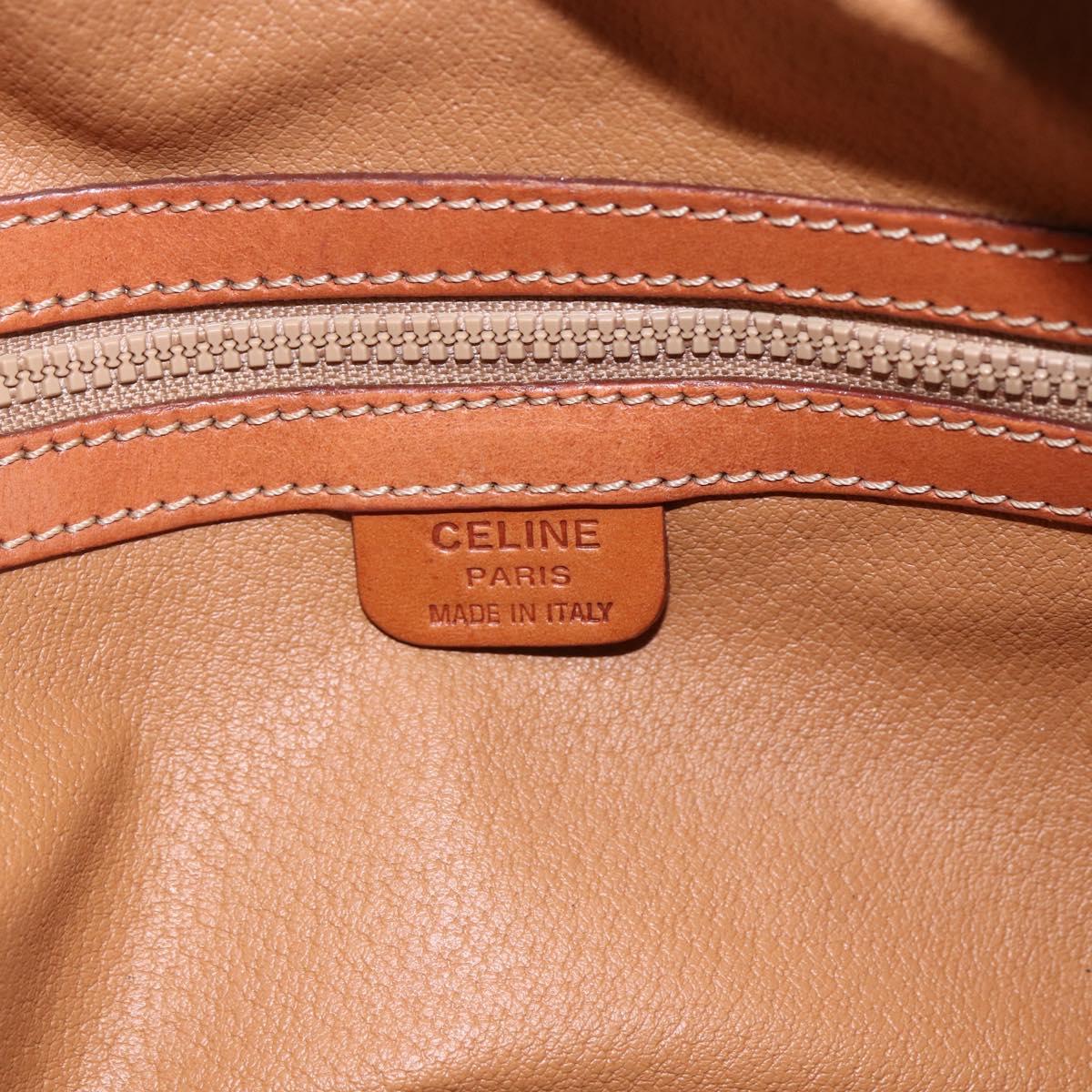 CELINE Macadam Canvas Hand Bag PVC Leather Brown Gold Auth 158983
