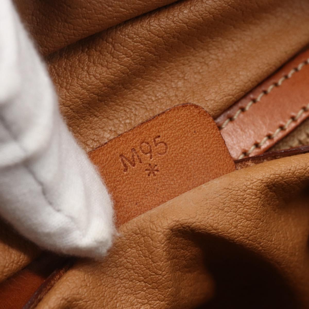 CELINE Macadam Canvas Hand Bag PVC Leather Brown Gold Auth 158983