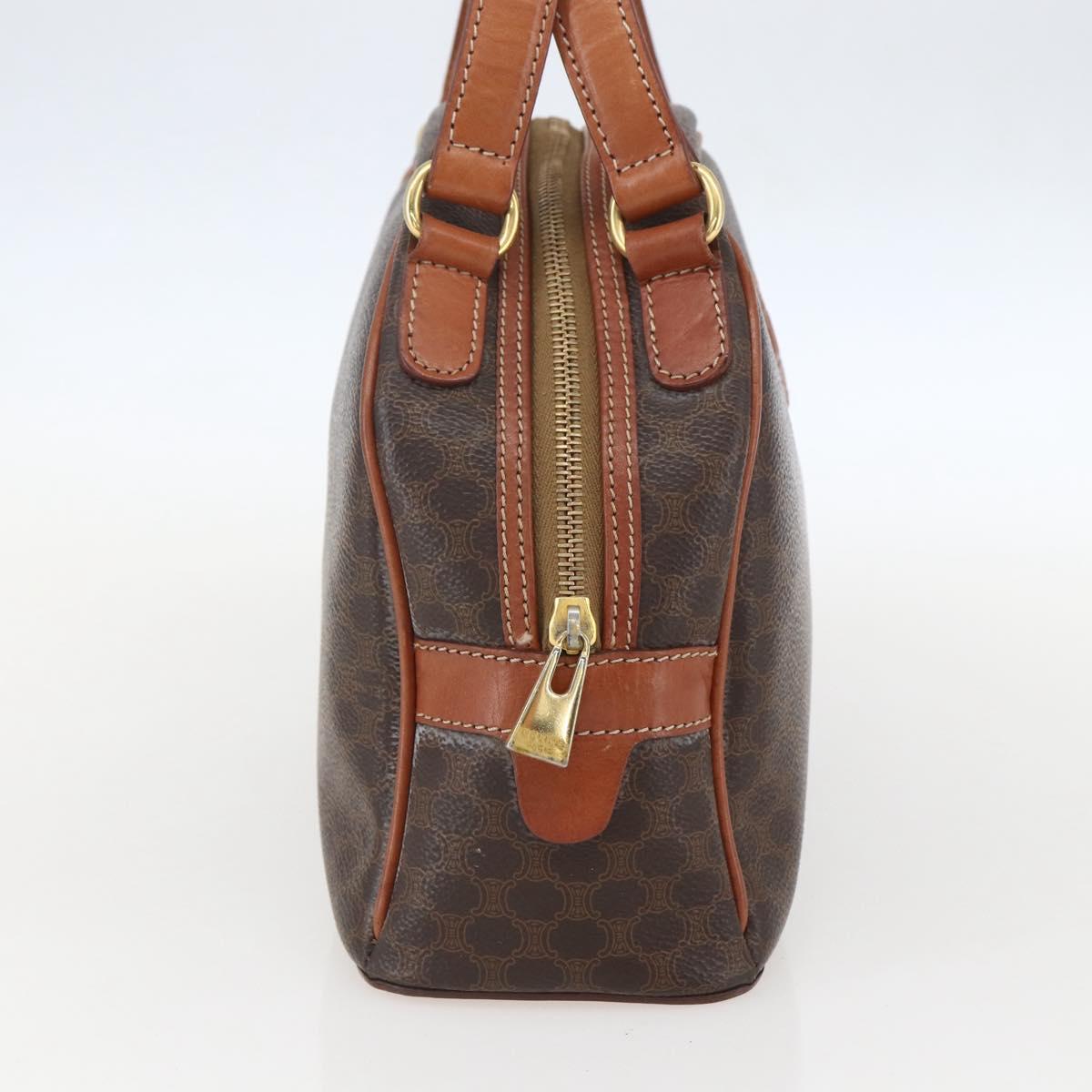 CELINE Macadam Canvas Hand Bag PVC Leather Brown Gold Auth 158983