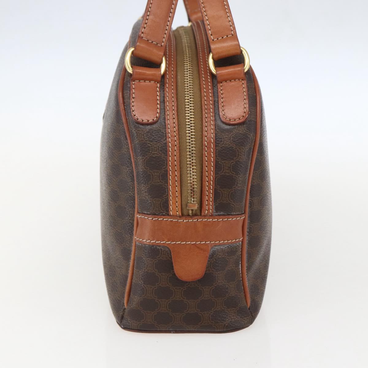 CELINE Macadam Canvas Hand Bag PVC Leather Brown Gold Auth 158983