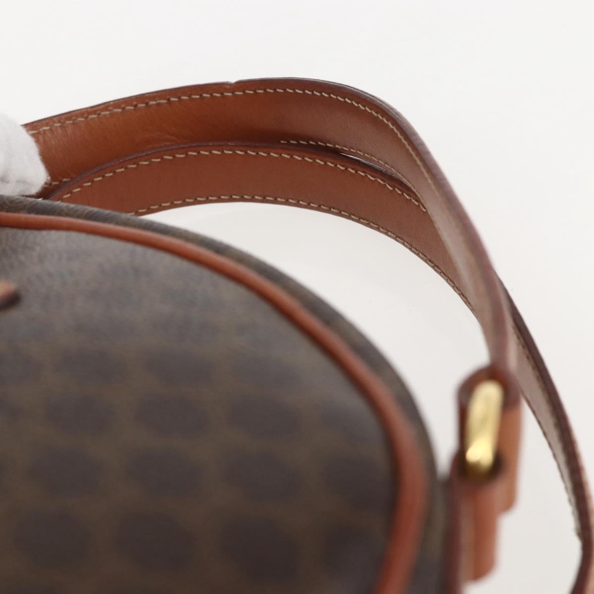 CELINE Macadam Canvas Hand Bag PVC Leather Brown Gold Auth 158983
