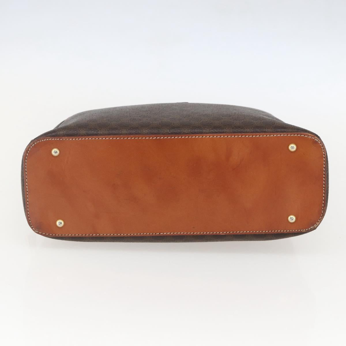 CELINE Macadam Canvas Hand Bag PVC Leather Brown Gold Auth 158983