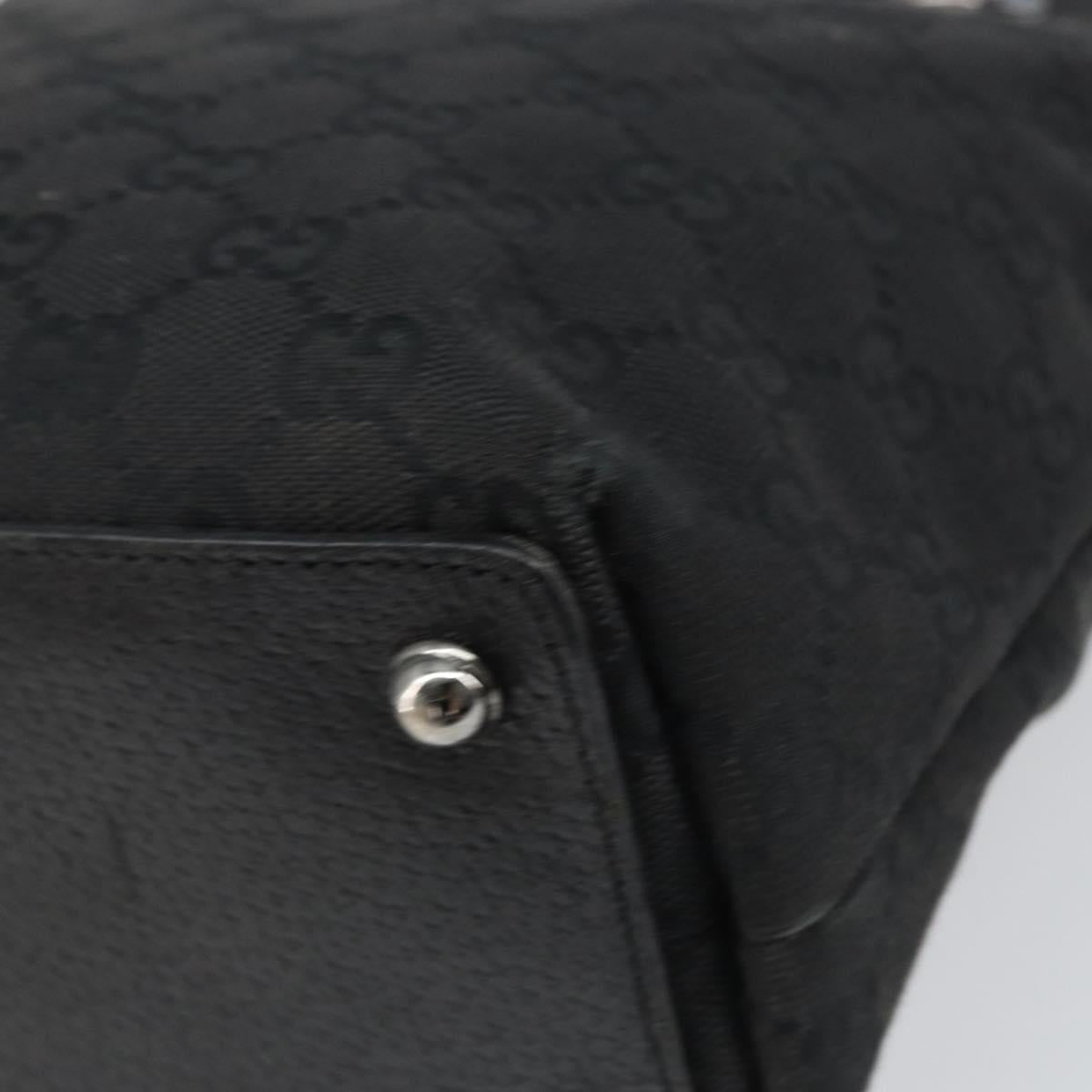 GUCCI GG Canvas Tote Bag Black Silver 120840 Auth 158987