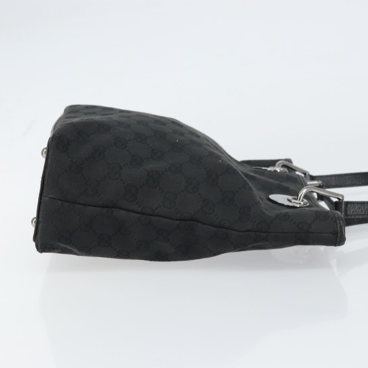 GUCCI GG Canvas Tote Bag Black Silver 120840 Auth 158987