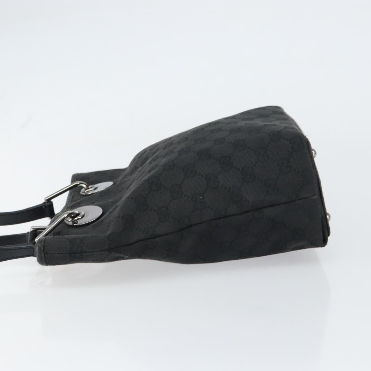 GUCCI GG Canvas Tote Bag Black Silver 120840 Auth 158987