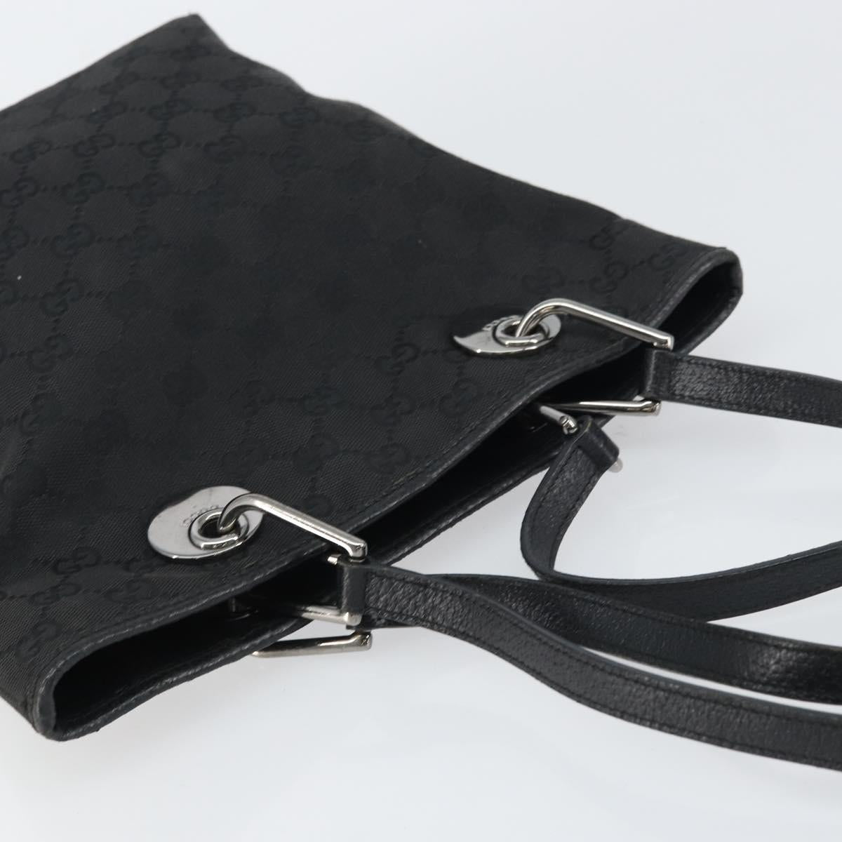 GUCCI GG Canvas Tote Bag Black Silver 120840 Auth 158987