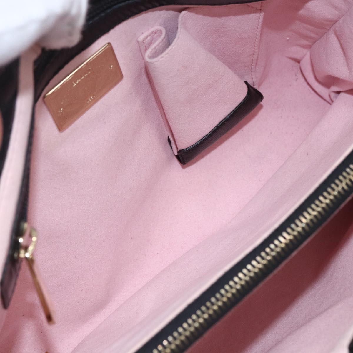 BALLY Hand Bag Leather Black Gold Auth 158990