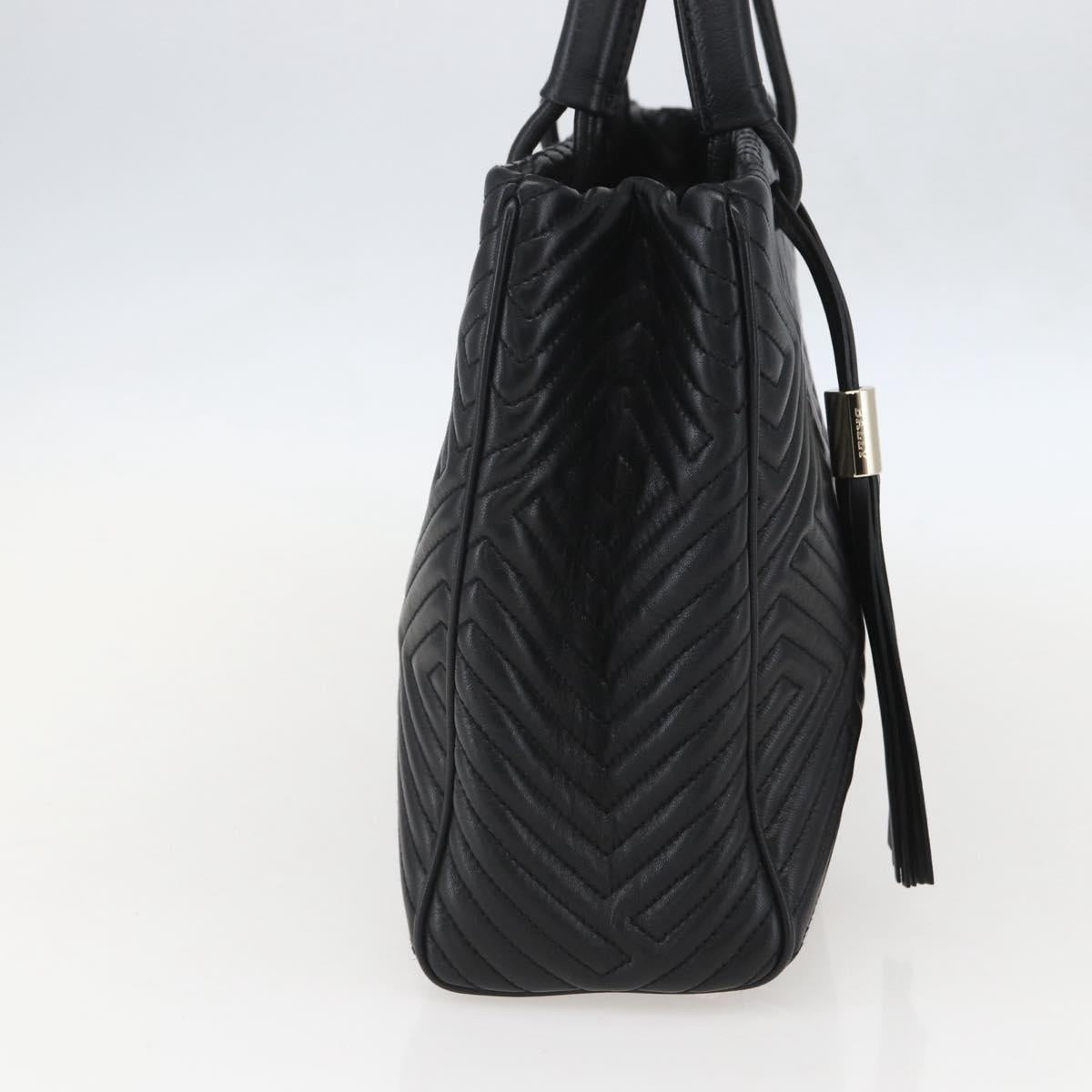 BALLY Hand Bag Leather Black Gold Auth 158990