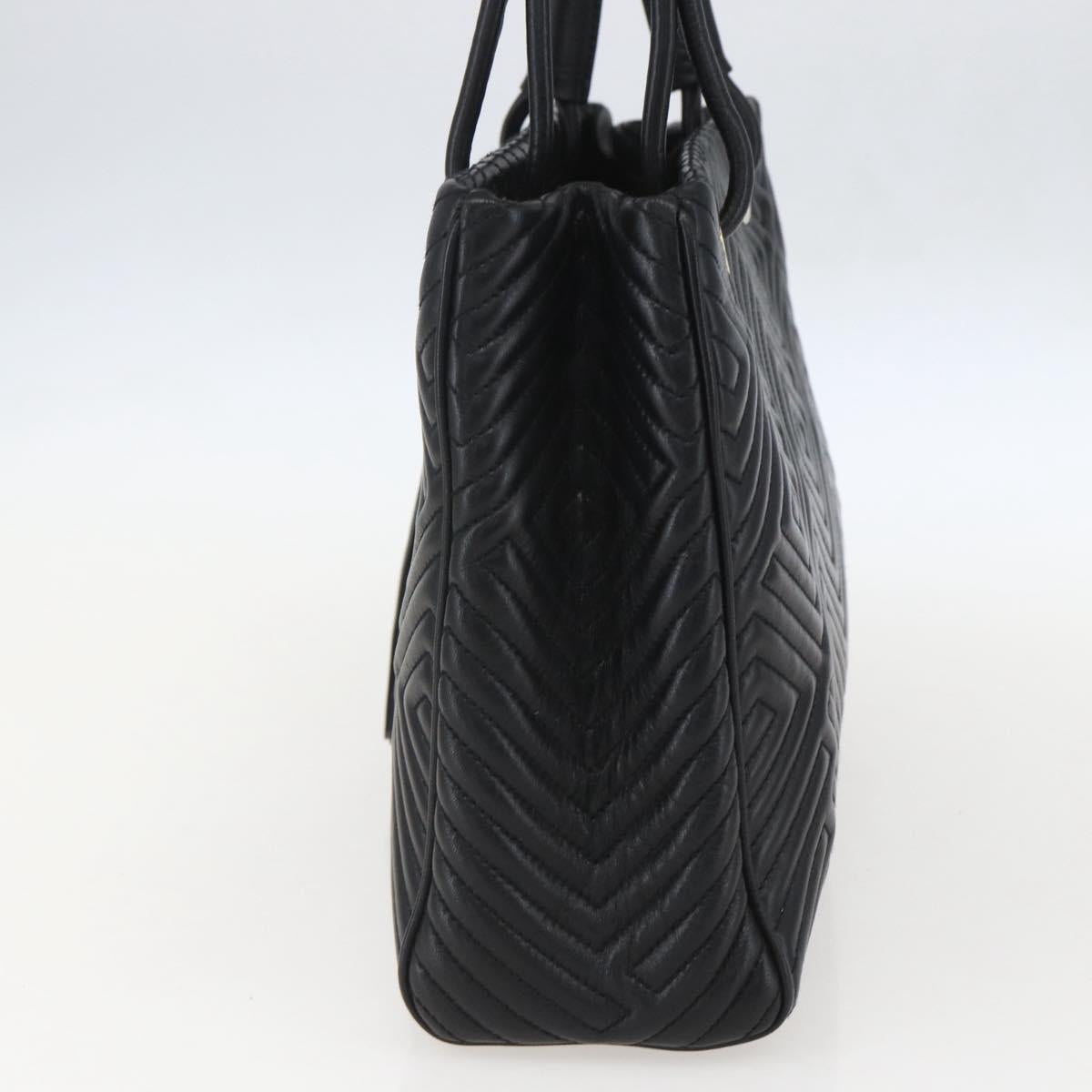 BALLY Hand Bag Leather Black Gold Auth 158990