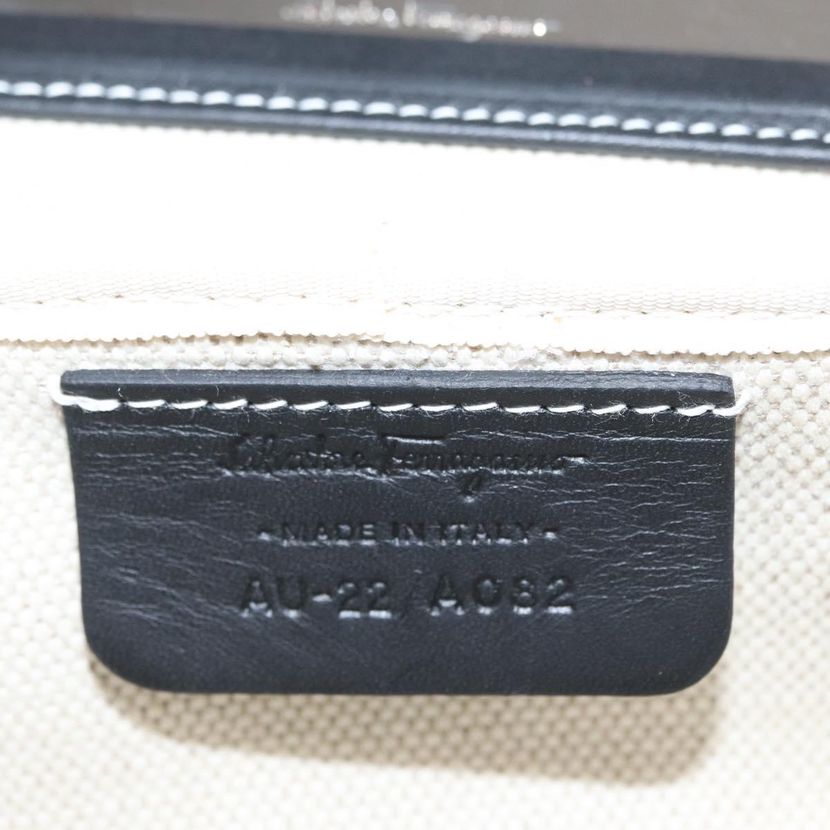 Salvatore Ferragamo Pouch PVC Silver Brown Auth 158994