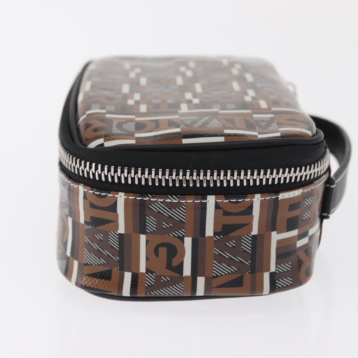 Salvatore Ferragamo Pouch PVC Silver Brown Auth 158994