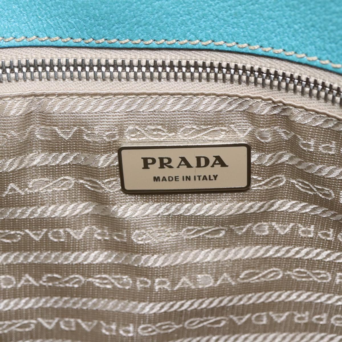 PRADA Tote Bag Canvas Beige Silver Auth 158995