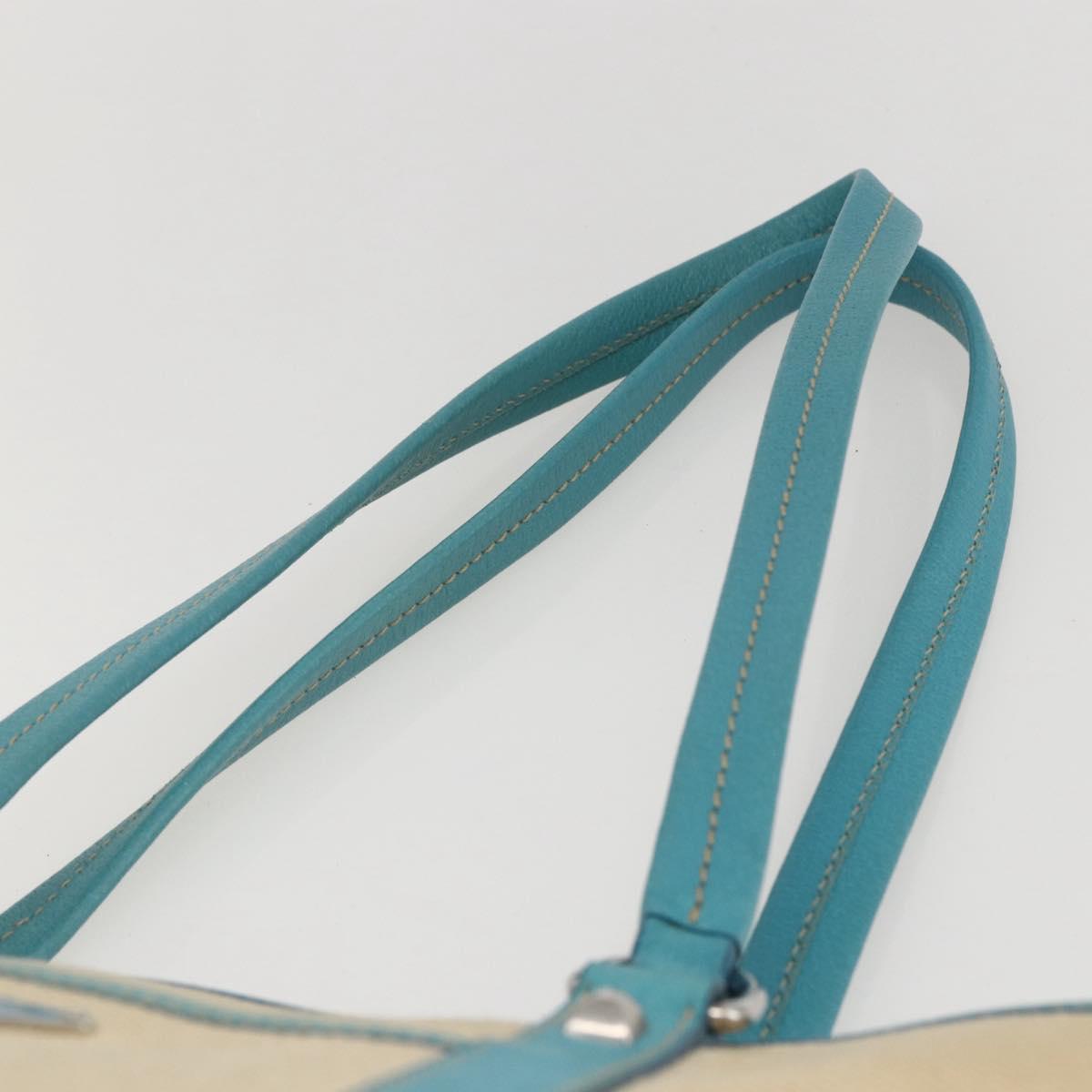 PRADA Tote Bag Canvas Beige Silver Auth 158995