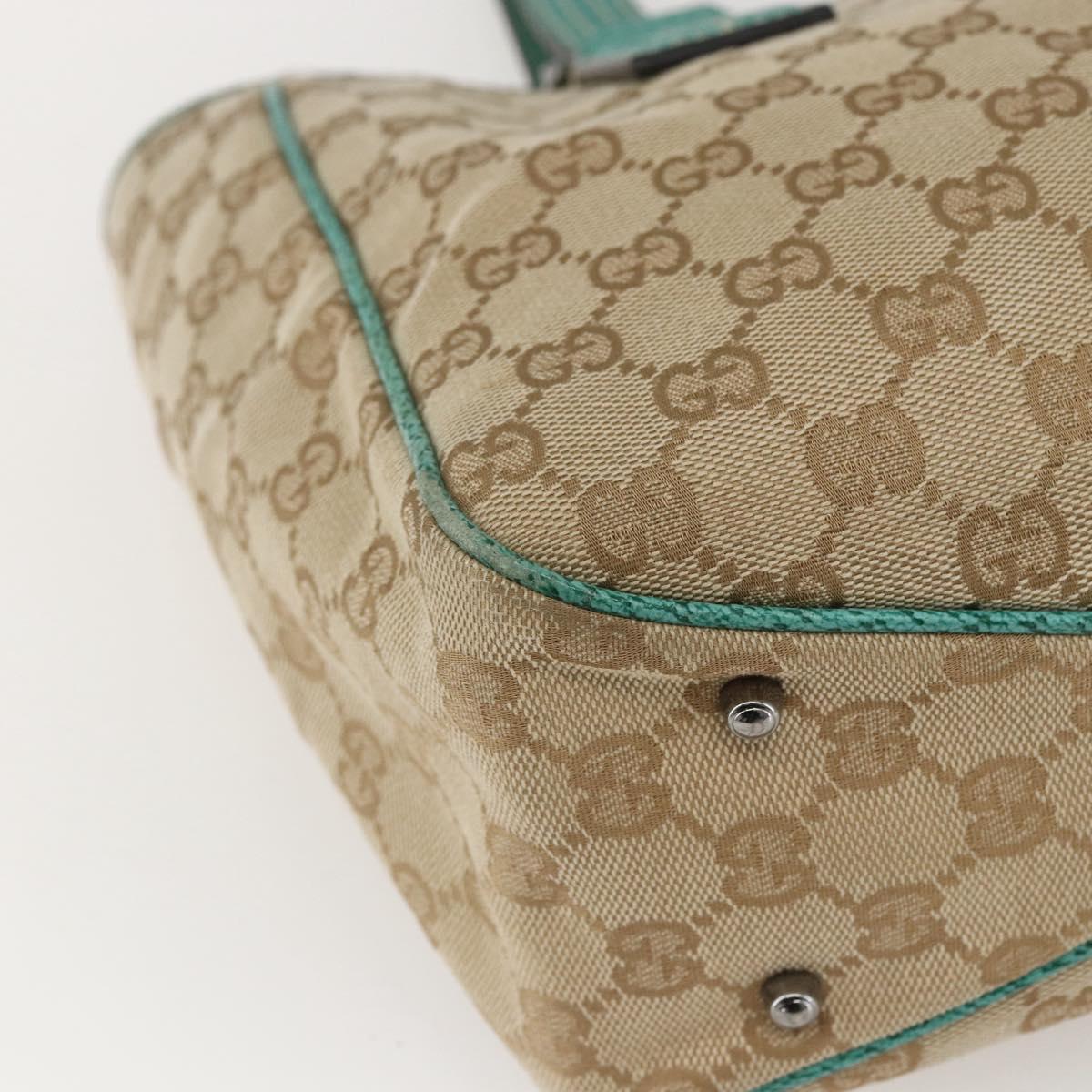 GUCCI GG Canvas Tote Bag Beige Silver 113019 Auth 158996