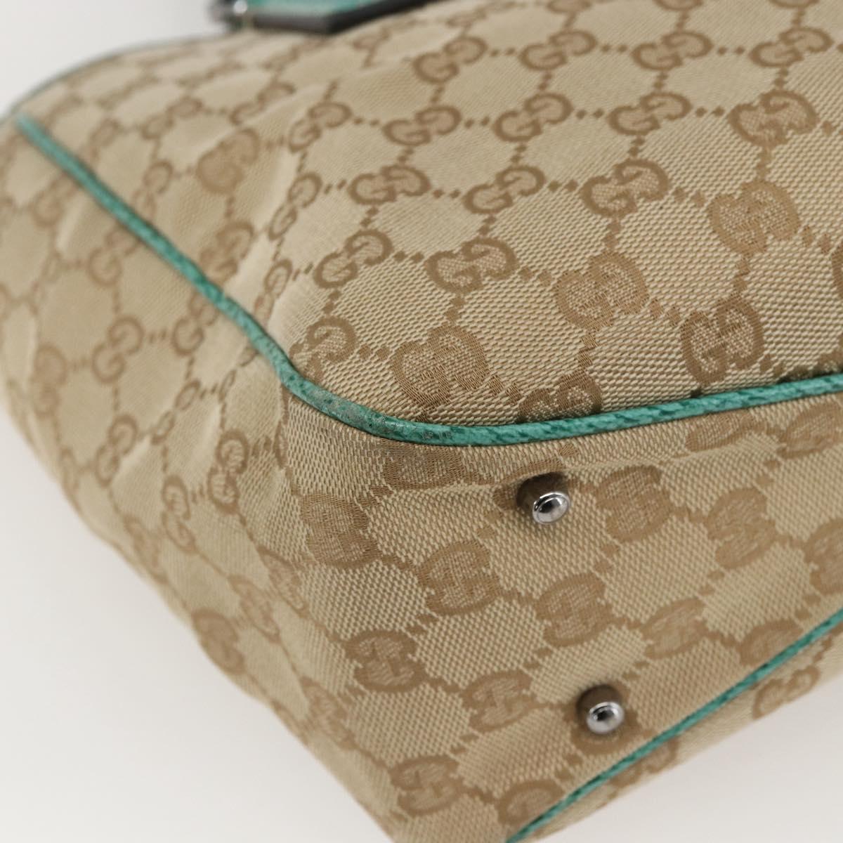GUCCI GG Canvas Tote Bag Beige Silver 113019 Auth 158996