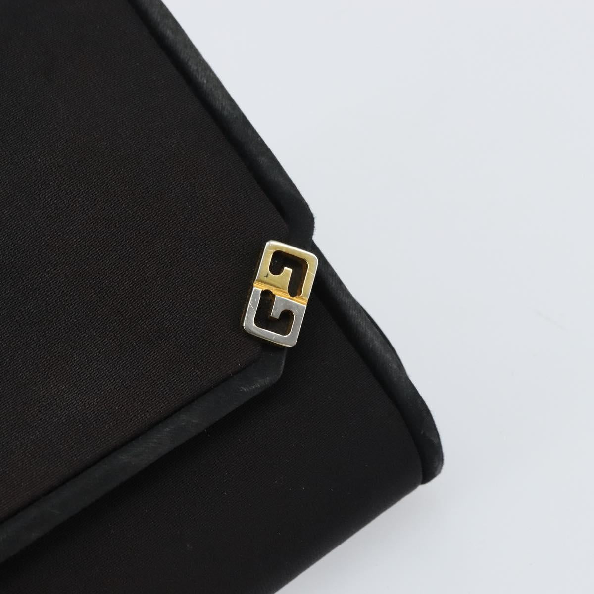 GUCCI Chain Shoulder Bag Nylon Black Gold Auth 158998