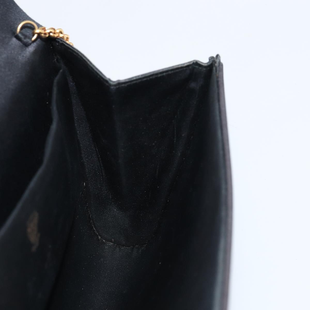 GUCCI Chain Shoulder Bag Nylon Black Gold Auth 158998