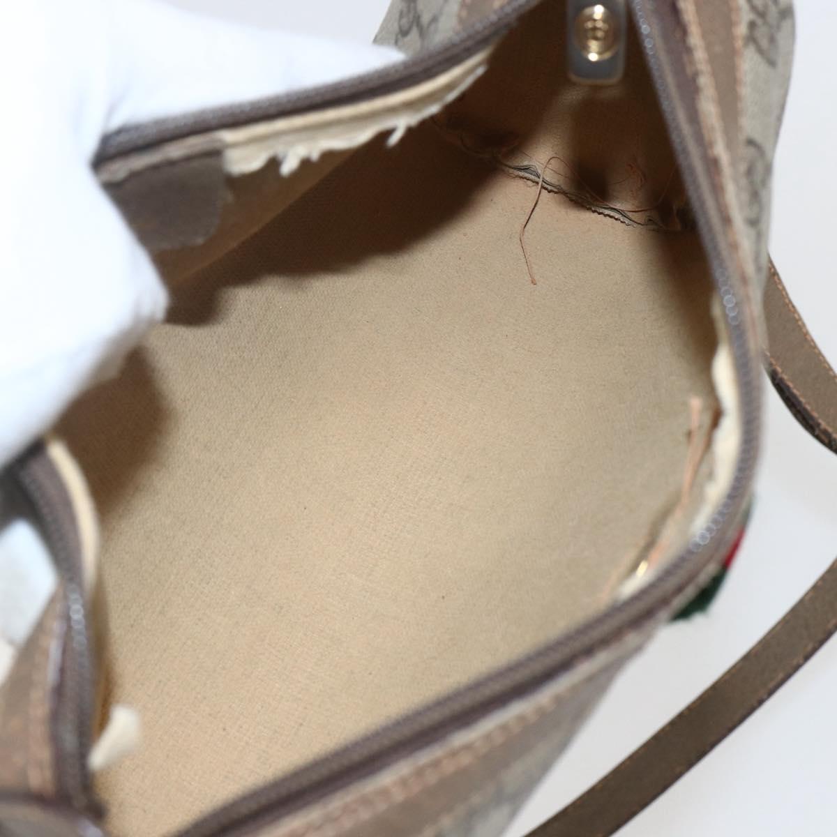 GUCCI GG Supreme Web Sherry Line Bag PVC Beige Gold 89 02 018 Auth 159003