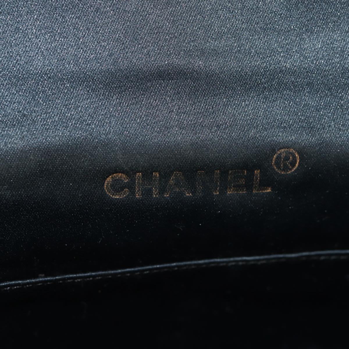 CHANEL Mini Matelasse 18 Chain Shoulder Bag Satin Black Gold CC Auth 159010V