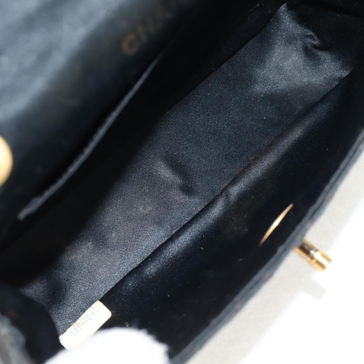 CHANEL Mini Matelasse 18 Chain Shoulder Bag Satin Black Gold CC Auth 159010V