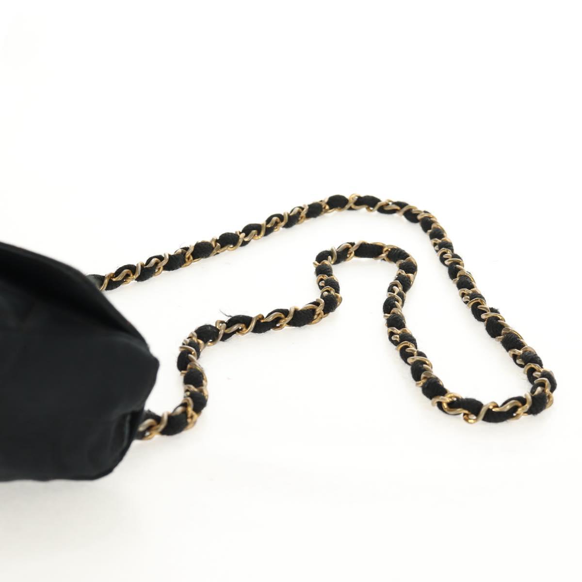CHANEL Mini Matelasse 18 Chain Shoulder Bag Satin Black Gold CC Auth 159010V