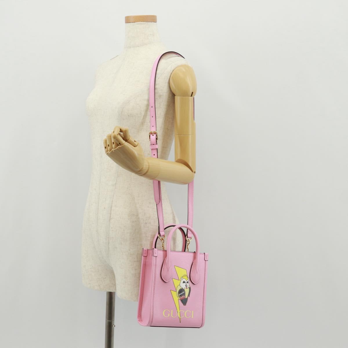 GUCCI Hand Bag Leather 2way Pink Gold 671623 Auth 159011M