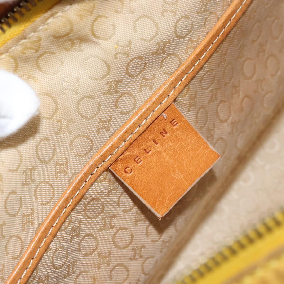 CELINE C Macadam Canvas Shoulder Bag Yellow Gold Auth 159012