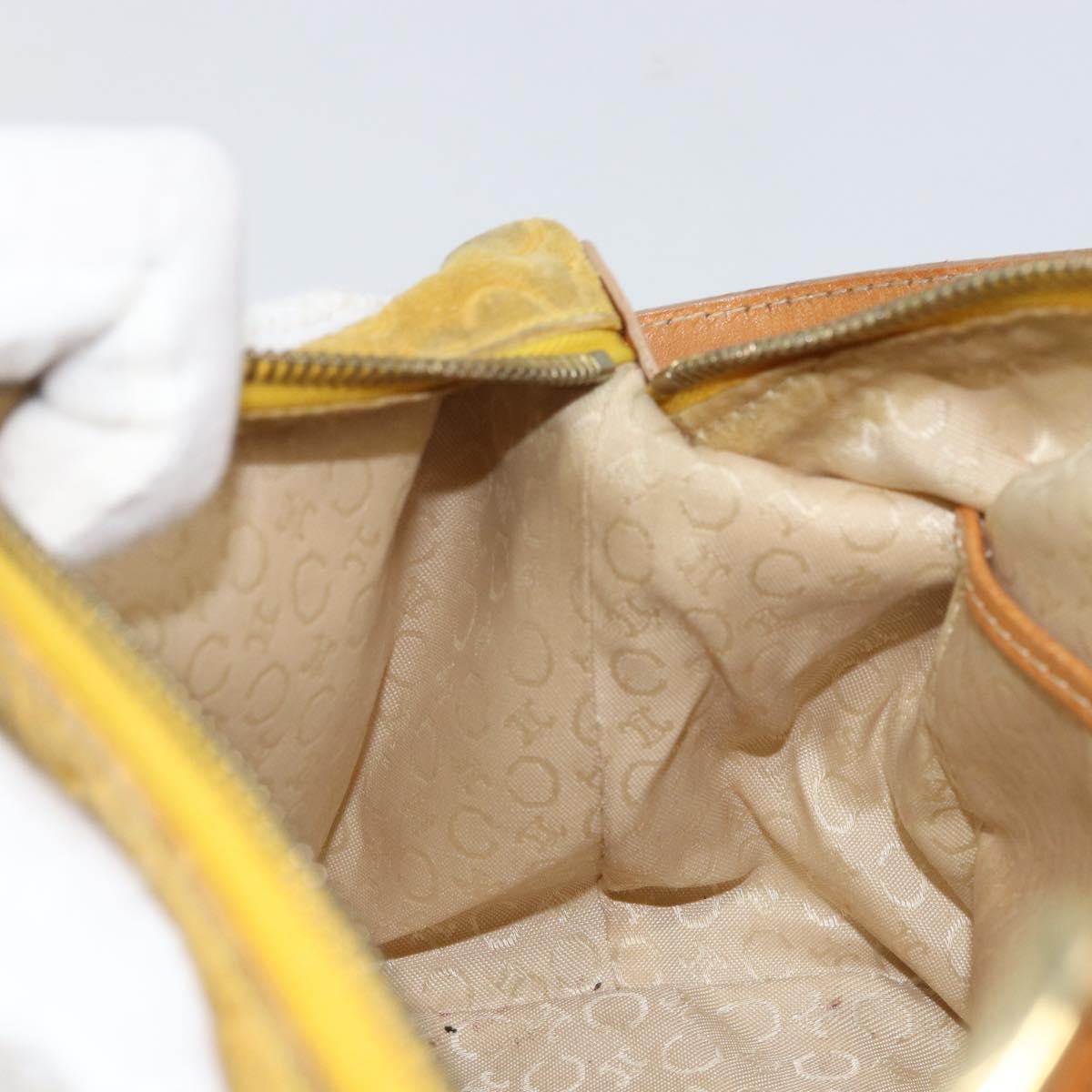CELINE C Macadam Canvas Shoulder Bag Yellow Gold Auth 159012