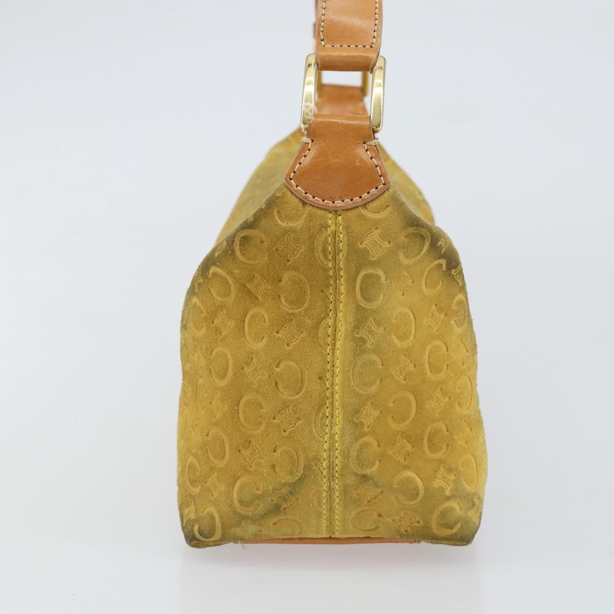 CELINE C Macadam Canvas Shoulder Bag Yellow Gold Auth 159012