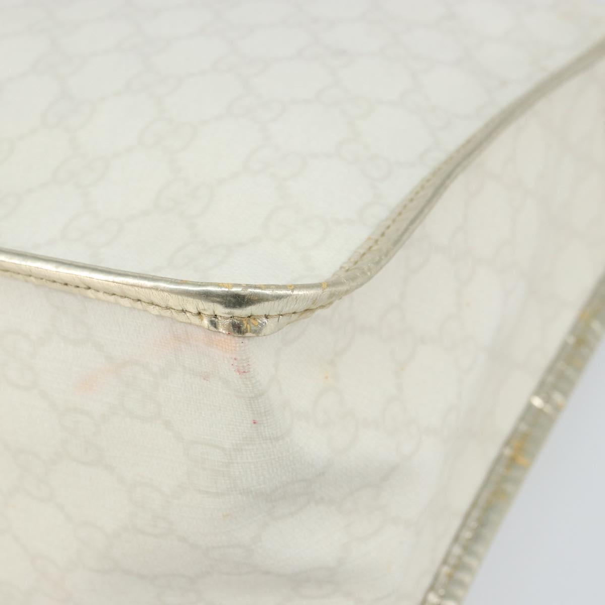 GUCCI GG Supreme Hand Bag PVC Leather White Gold 190259 Auth 159013