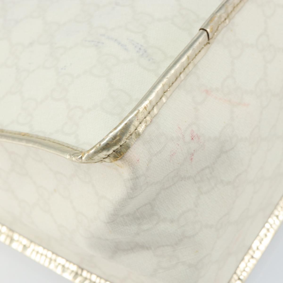 GUCCI GG Supreme Hand Bag PVC Leather White Gold 190259 Auth 159013