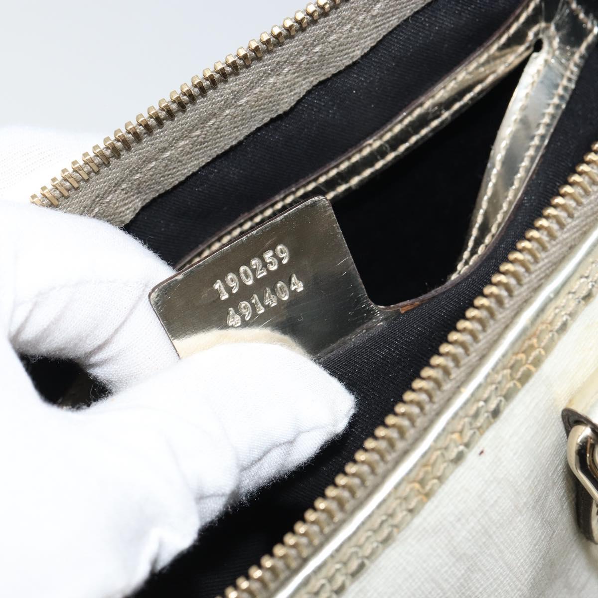 GUCCI GG Supreme Hand Bag PVC Leather White Gold 190259 Auth 159013