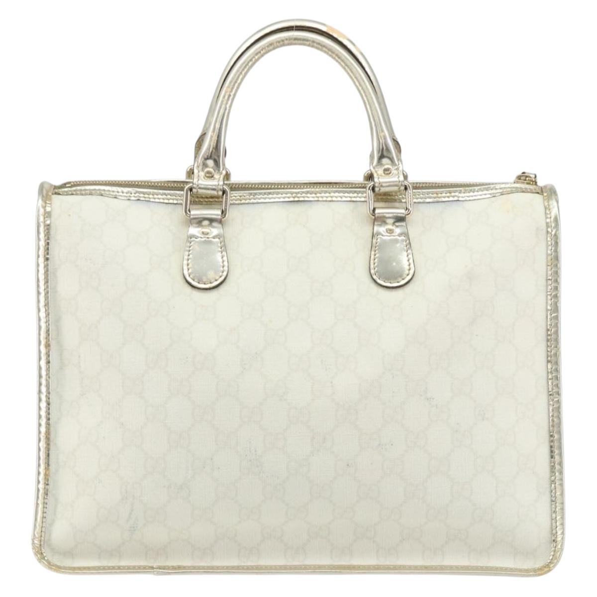 GUCCI GG Supreme Hand Bag PVC Leather White Gold 190259 Auth 159013
