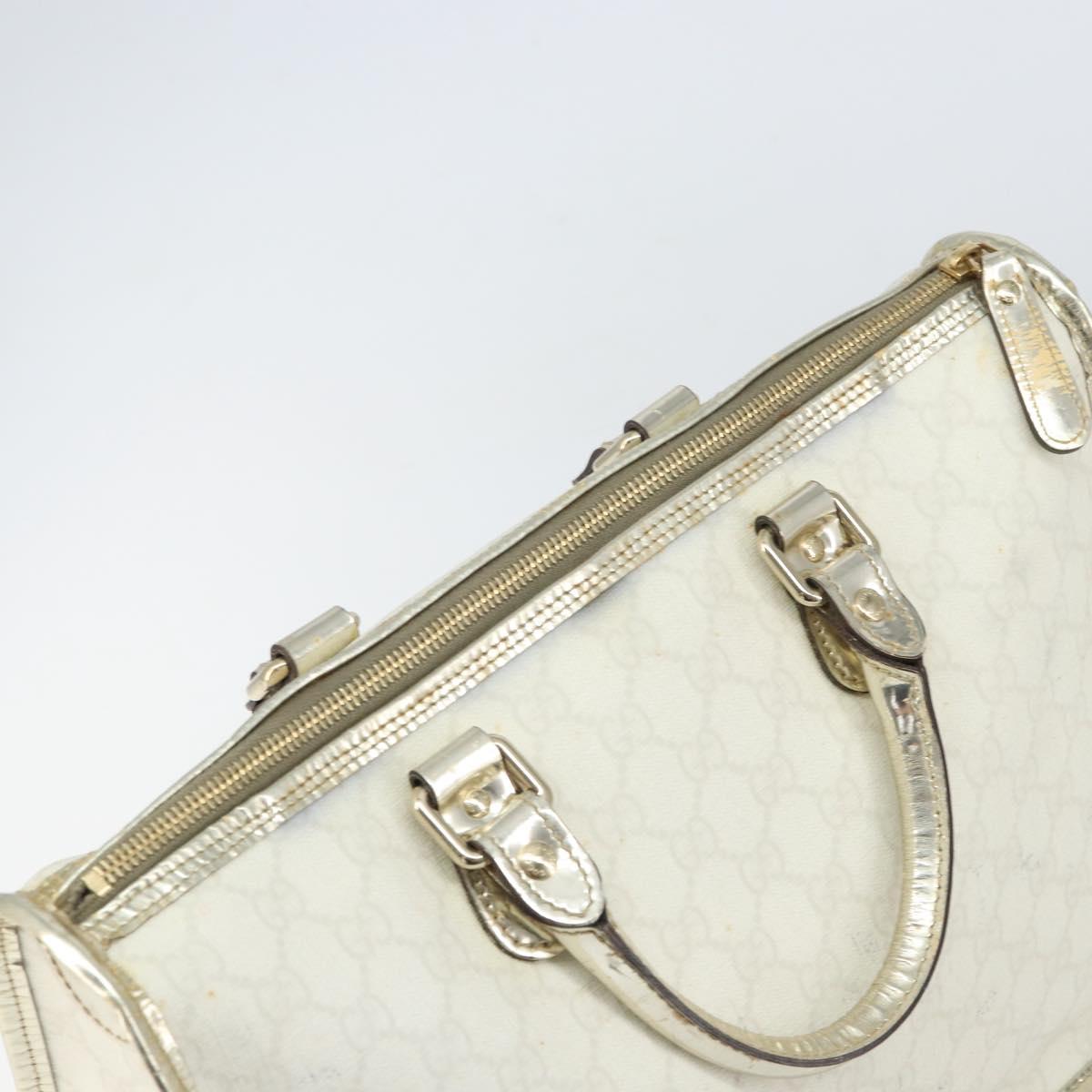 GUCCI GG Supreme Hand Bag PVC Leather White Gold 190259 Auth 159013