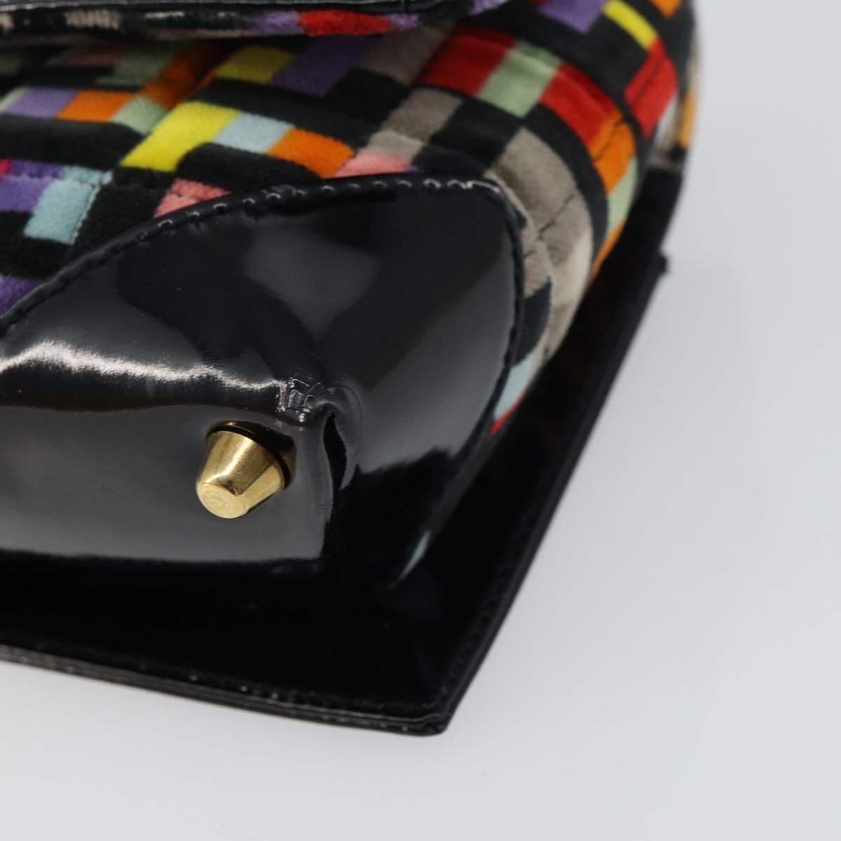 CHANEL 2.55 Shoulder Bag Velor Multicolor Gold CC Auth 159014SAV