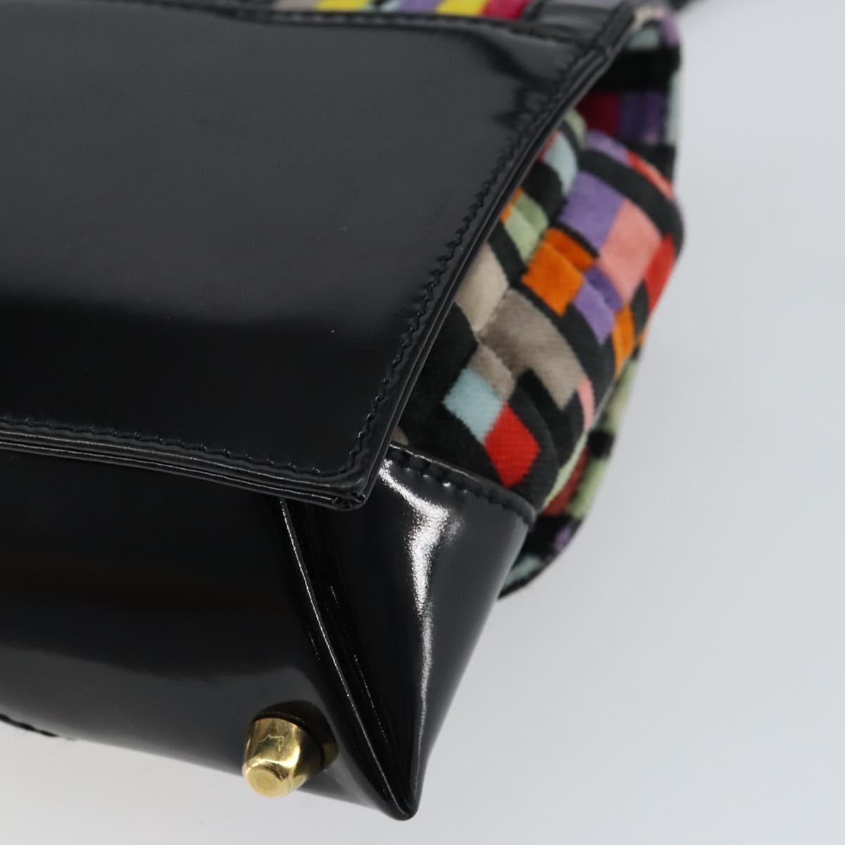 CHANEL 2.55 Shoulder Bag Velor Multicolor Gold CC Auth 159014SAV