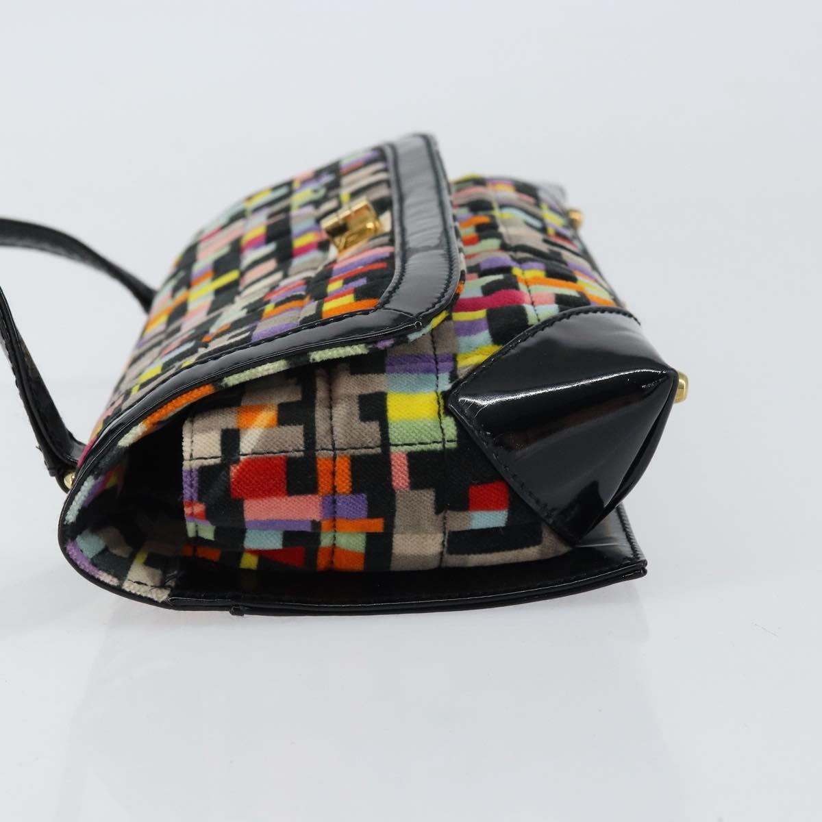 CHANEL 2.55 Shoulder Bag Velor Multicolor Gold CC Auth 159014SAV