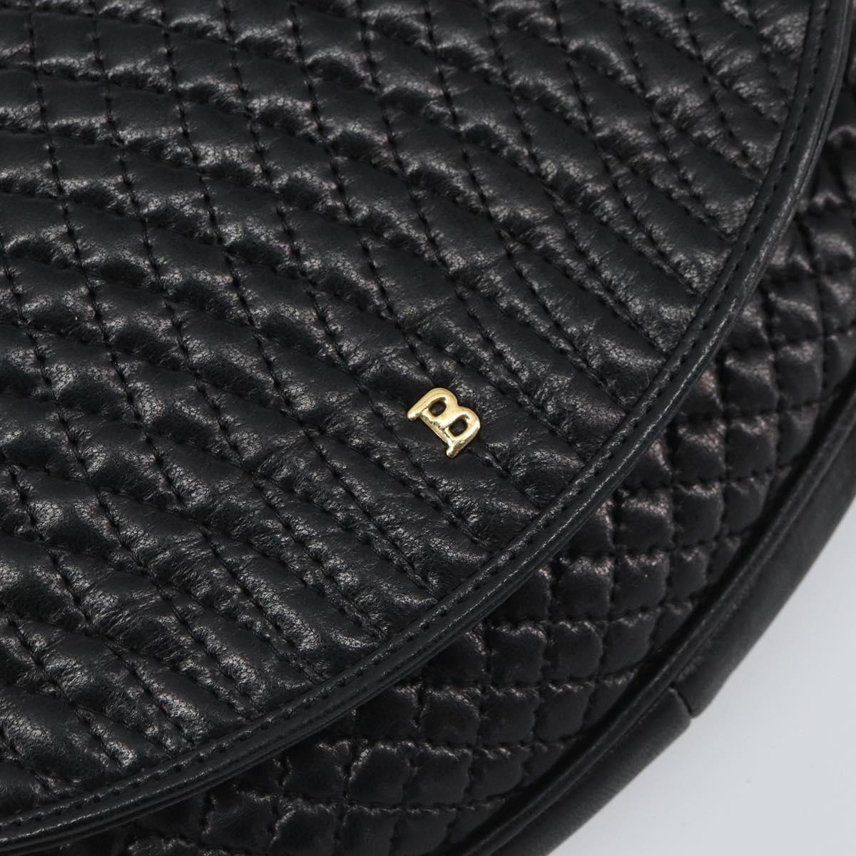 BALLY Pouch Leather Black Gold Auth 159018