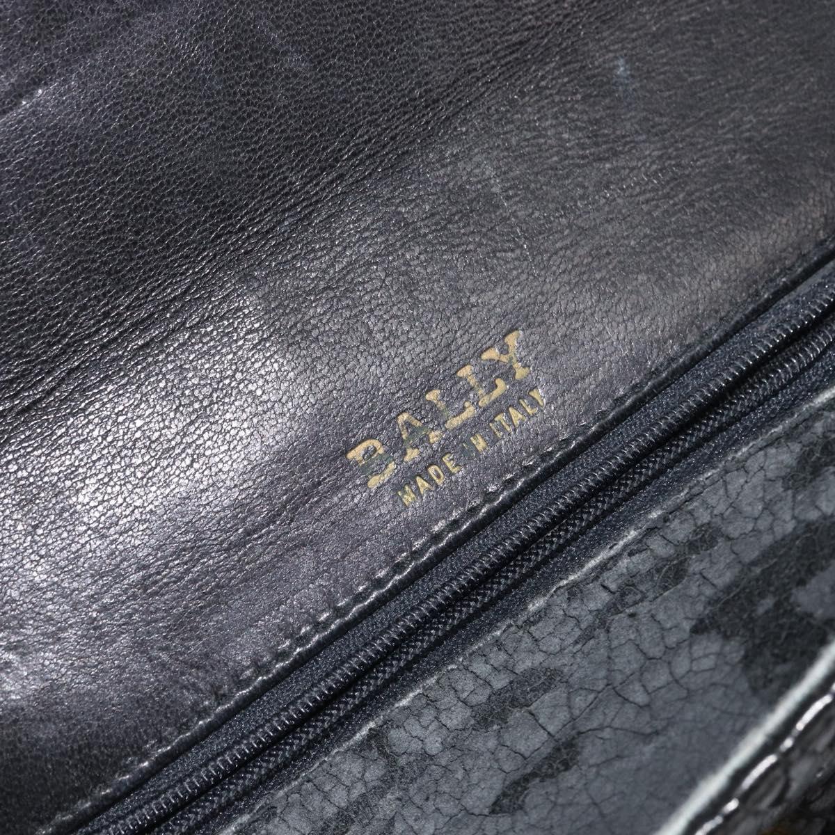BALLY Pouch Leather Black Gold Auth 159018